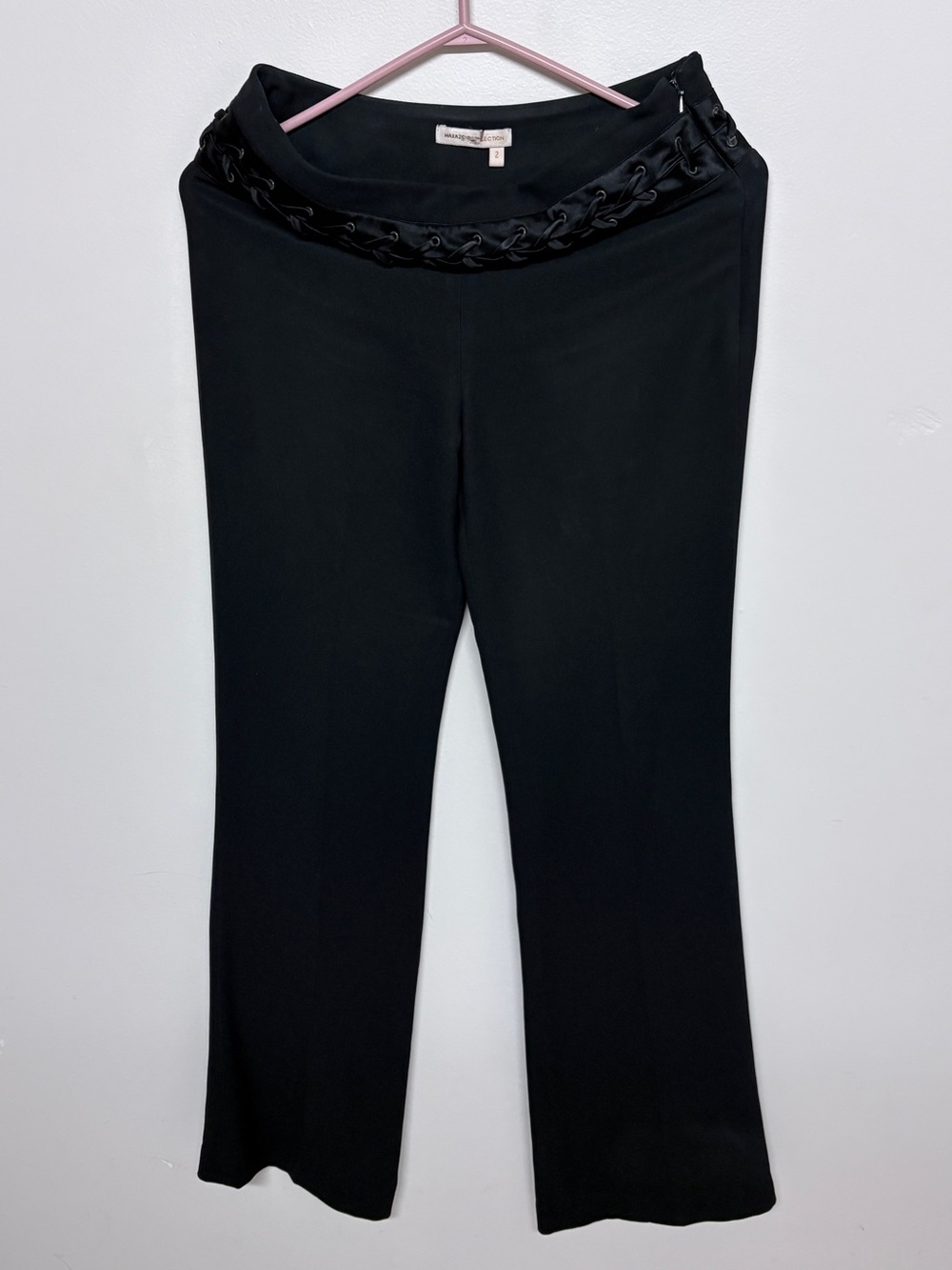 MAXAZRIA(Max Azria Collection) Black Flared Knit Pants with Braided Waist